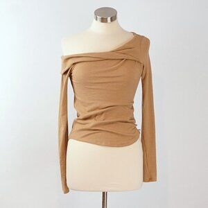 Free People Addie Layering Top in Winter Wheat Long Sleeve One Shoulder - Small